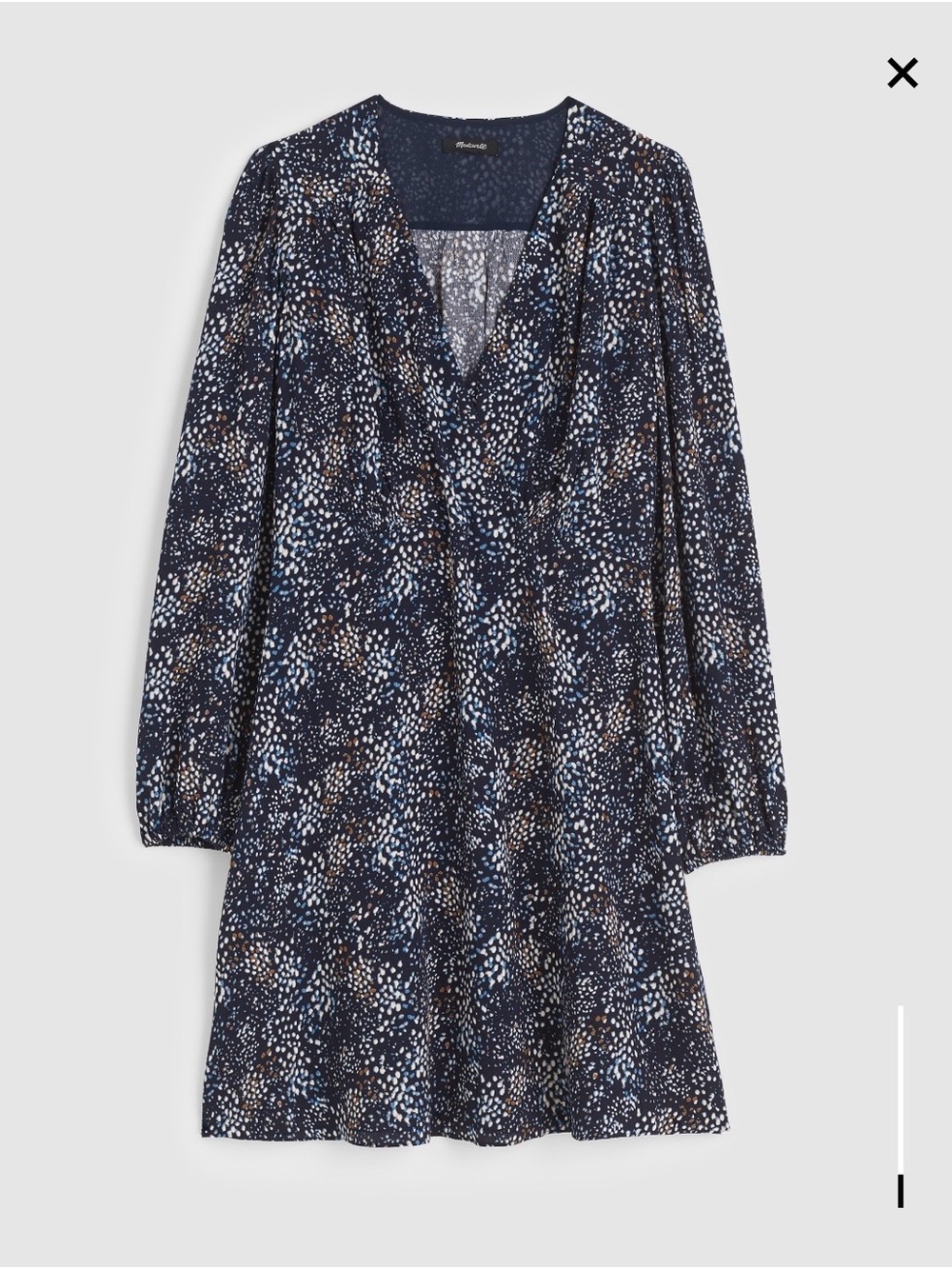 Madewell Navy Faux Wrap Floral Long Sleeve Dress